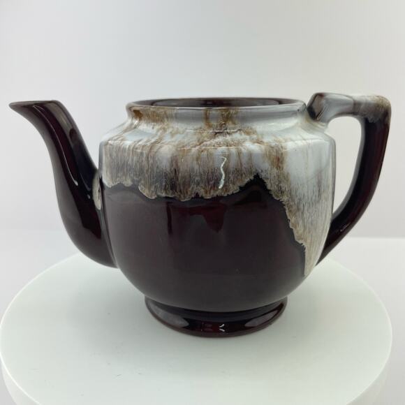 Vtg Brown Drip Glaze Japan Teapot Single Serve Espresso Redware Cottage Pottery - Picture 7 of 13